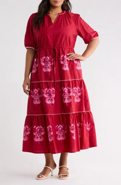 Sugarlips Vonie Tiered Midi Dress In Red