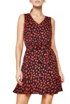 Sugarlips Warren Ruffled Heart-print Satin Mini Dress In Black/red In Red