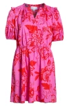 Sugarlips Weirly Floral Print Cotton Dress In Pink