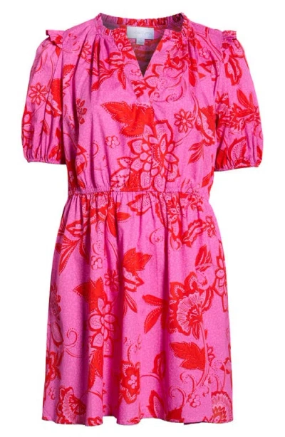 Sugarlips Weirly Floral Print Cotton Dress In Pink