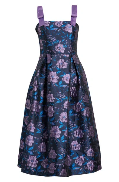 Sugarlips Willa Floral Dina Pleated Midi Dress In Black