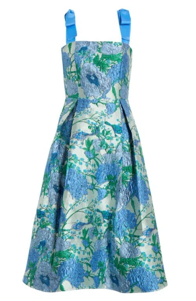Sugarlips Willa Floral Dina Pleated Midi Dress In Blue