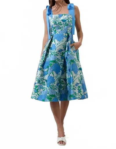 Sugarlips Willa Floral Dina Pleated Midi Dress In White-blue