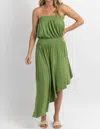 SUGARLIPS WILLOW AYANNA ASYMMETRIC MIDI DRESS IN GREEN