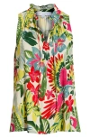 Sugarlips Wissa Miley Split Neck Sleeveless Top In Multi