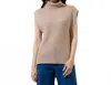 Sugarlips Women's Aleida Turtleneck Sleeveless Sweater Top In Oatmeal In Neutral