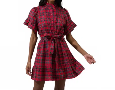 Sugarlips Women's Arvada Plaid Cottonwood Ruffle Button Down Mini Dress In Red Multi