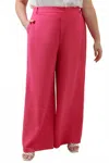 Sugarlips Chelsea Belted Wide Leg Trousers Curve In Fuschia In Pink