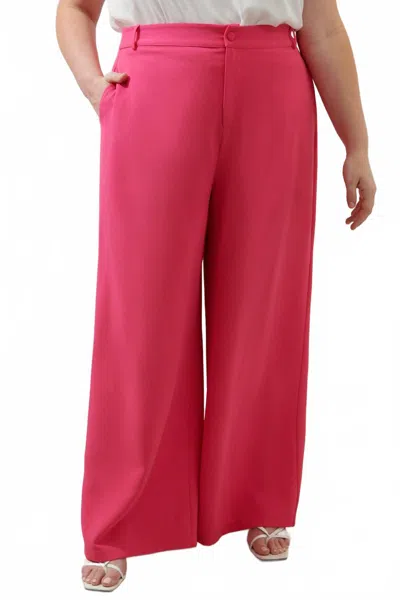 Sugarlips Chelsea Belted Wide Leg Trousers Curve In Fuschia In Pink