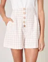 Sugarlips Women's Piedra Gingham High Waisted Shorts In Taupe Multi In Neutral
