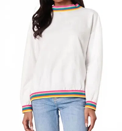 Sugarlips Women's Vivid Dreams Trim French Terry Knit Sweatshirt In White