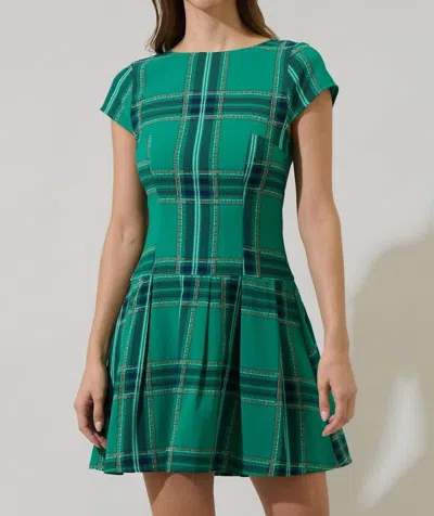 Sugarlips Woodland Jade Mali Pleated Mini Dress In Green In Multi