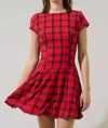 Sugarlips Woodland Red Plaid Mali Pleated Mini Dress In Red