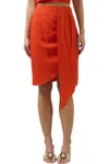 Sugarlips Wrap Drape Skirt In Red Orange In Orange