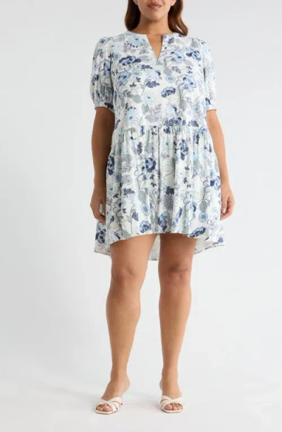 Sugarlips Wrenley Floral Print Minidress In Blue
