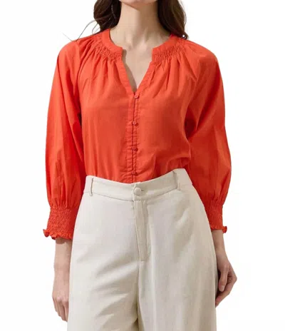 Sugarlips Yamila Long Sleeve Button Down Shirt In Tomato In Red