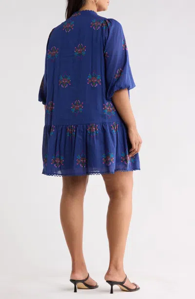 Sugarlips Yamila Ruffle Minidress In Navy-multi