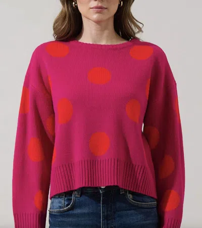 Sugarlips Yeti Polka Dot Sweater In Fuschia In Red