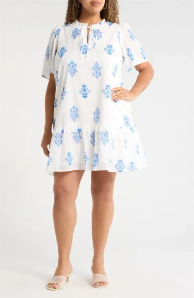Sugarlips Yila Kuna Tiered Floral Minidress In White
