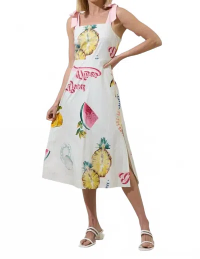Sugarlips Zahara Island Smocked Tiered Midi Dress In Ivory Multi In White