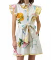 Sugarlips Zahra Island Maia Ruffle Collared Dress In Ivory-mul In Multi