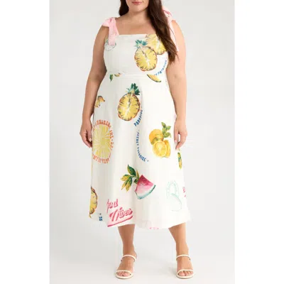 Sugarlips Zahra Island Print Sundress In White