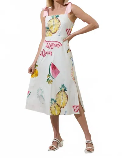 Sugarlips Zahra Island Tyra Smocked Midi Dress In Ivory Mul In White