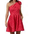 Sugarlips Zarah Jacquard Ivine Bow Mini Dress In Red In Red
