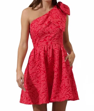Sugarlips Zarah Jacquard Ivine Bow Mini Dress In Red