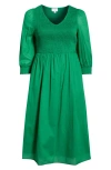 Sugarlips Zelda Smocked Long Sleeve Maxi Dress In Green