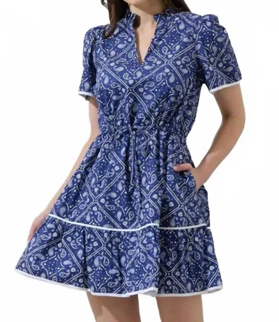 Sugarlips Zenira Paisley Jazlene Shift Mini Dress In Navy/white In Blue