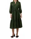 Sugarlips Zinnia Floral Split Neck Midi Dress In Olive Multi In Green