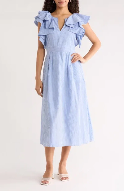 Sugarlips Zira Stripe Cotton Dress In Blue
