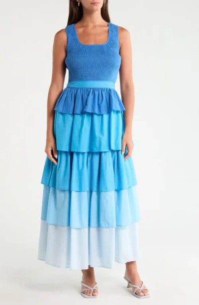 Sugarlips Zoria Smocked Tiered Maxi Dress In Multi