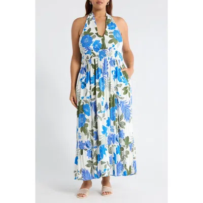Sugarlips Zurie Floral Niam Smocked Midi Dress In White
