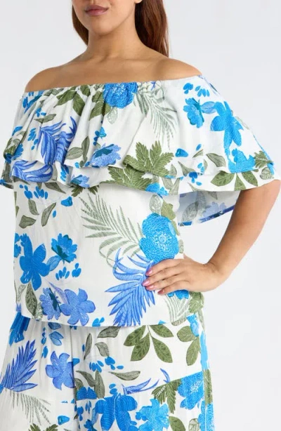 Sugarlips Zurie Floral Talisy Off The Shoulder Top In Multi