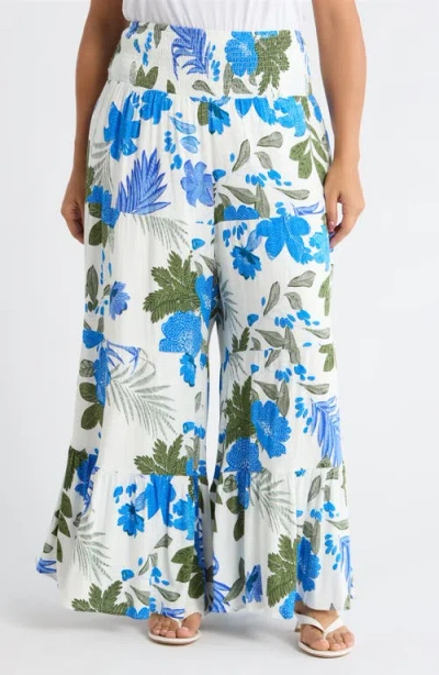 Sugarlips Zurie Floral Tovia Smocked Pants In Multi
