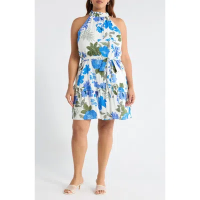 Sugarlips Zurie Siana Floral Halter Dress In Blue