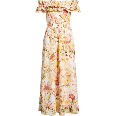 Sugarlips Zury Floral Jana Ruffle Maxi Dress In Multi