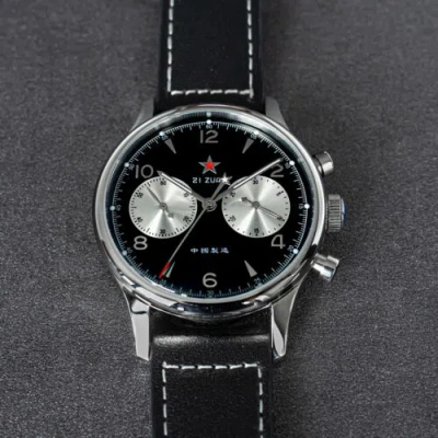 Pre-owned Sugess Army Red Star 1963 Seagull Movement Mechanical Chronograph Sapphire Watch 5 Atm In 40mm Black Dail