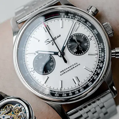 Pre-owned Sugess Chrono Heritage Panda Chrono Mechanical Watch Seagull 1963 Supank003sn