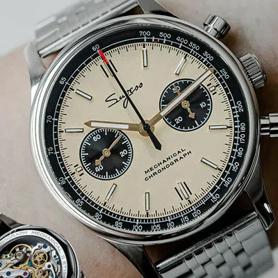 Pre-owned Sugess Chrono Heritage Panda Chrono Mechanical Watch Seagull 1963 Supank009sn