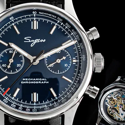 Pre-owned Sugess Chrono Heritage Swan Neck Blue Dial Chrono Watch Seagull 1963 Suchp003k