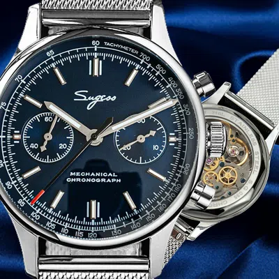 Pre-owned Sugess Chrono Heritage Swan Neck Blue Dial Chrono Watch Seagull 1964 Suchp003m