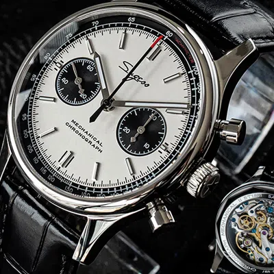 Pre-owned Sugess Chrono Heritage Swanneck Panda Dial Chrono Watch Seagull 1963 Supank002sn