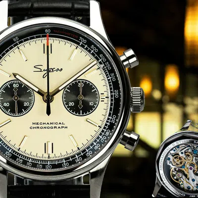 Pre-owned Sugess Chrono Heritage Swanneck Panda Dial Chrono Watch Seagull 1963 Supank005sn