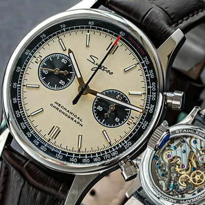 Pre-owned Sugess Chrono Heritage Swanneck Panda Dial Chrono Watch Seagull 1963 Supank010sn