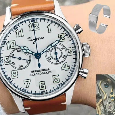Pre-owned Sugess Chrono Walker Swan Neck Chrono Mechanical Watch Seagull 1963 Suchp004l