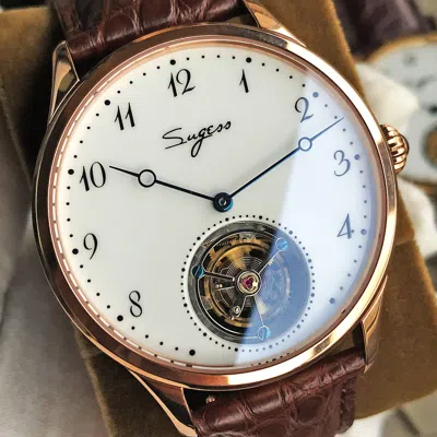 Pre-owned Sugess Enamel Dial Tourbillon Seagull St8230 Mechanical Mens Mens Watch Su8230rw