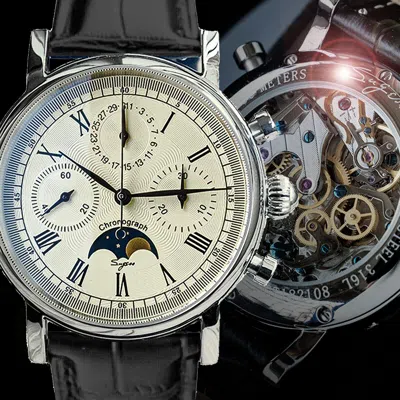 Pre-owned Sugess Gold Swan Neck Moonphase Master Chronograph Watch Seagull 1963 Sum199x